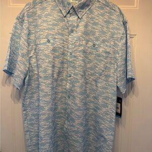Sky Blue Patterned Casual Button-Down Shirt